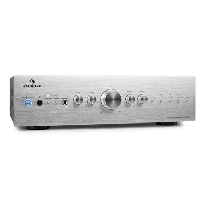 Auna CD708 stereo erősítő, AUX phono, ezüst, 600 W
