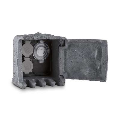 Waldbeck Timer Rock, kerti csatlakozó aljzat, 2-es elosztó, 5 m, időzítő, szikla