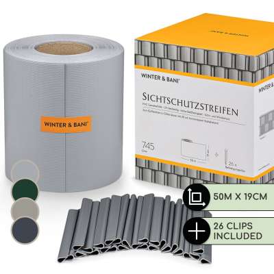 Blumfeldt Árnyékoló szalagok kerítésre PVC, 450 g/m², 50 x 19 cm, kapcsok