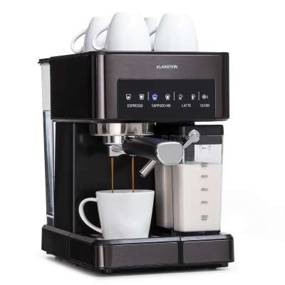 Klarstein Arabica Comfort, kávégép portaszűrővel, 1350 W, 20 bar, 1,8 l, érintőképernyő