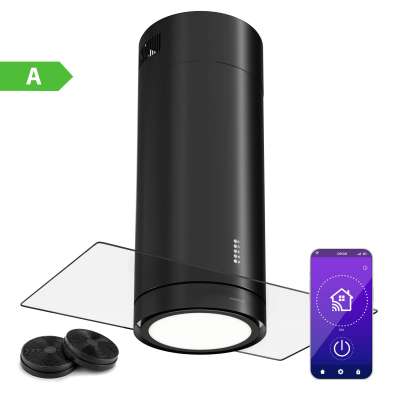 Klarstein Beretta Premium Smart, sziget páraelszívó, 544 m³/h, alkalmazás, elszívás/légkeringetés, LED, aktívszenes szűrő