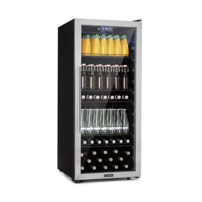 Klarstein Beersafe 7XL, hűtőszekrény, 242 liter, 5 polc, panoráma üvegajtó, rozsdamentes acél