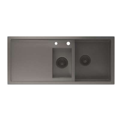 Klarstein TitanSteel konyhai mosogató lefolyóval, 100 x 45 cm, 2 mosogató, rozsdamentes acél, hőálló