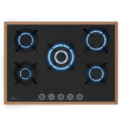 Klarstein Lumiflame gáz főzőlap, 5 égő, réz keret, elektromos gyújtás, 10,4 kW teljesítmény