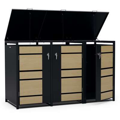 Blumfeldt BinSafe, szemétkosár tároló doboz, 3 szemétkosár, 240 l, zárható, időjárásálló horganyzott acél