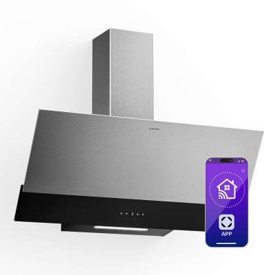 Klarstein Verosteel páraelszívó, Elegáns, minimalista, nagy teljesítményű, A energiaosztály, 624 m³/h, 90 cm