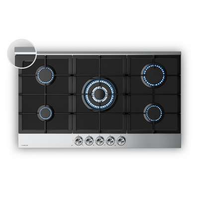 Klarstein Verosteel gázfőzőlap, 5 égőfej, elektromos gyújtás, földgázzal és LPG-vel kompatibilis, 10400W, 90cm