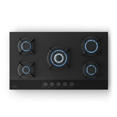 Klarstein Velaire gáztűzhely, 5 égős elektromos gyújtással, Földgázzal és LPG-vel kompatibilis, 10400 W, 90 cm