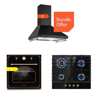 Klarstein Victoria 60 Tripple Set gáz, gázfőzőlap, sütő, páraelszívó