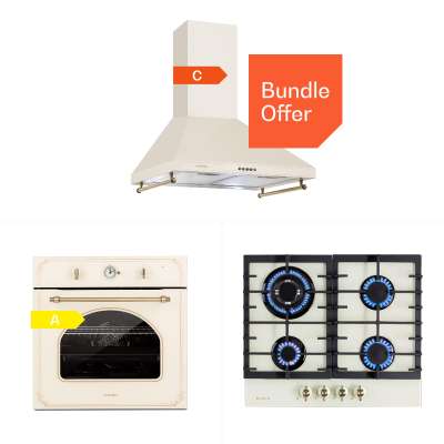 Klarstein Victoria 60 Tripple Set gáz, gázfőzőlap, sütő, páraelszívó