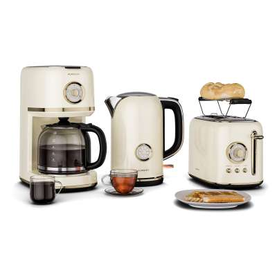 Klarstein Victoria reggelizőkészlet, kenyérpirító, vízforraló és kávéfőző