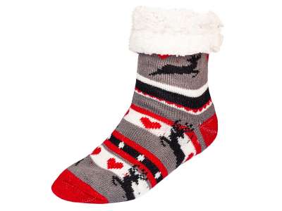 Téli zokni - szürke/piros - Méretet 35-42