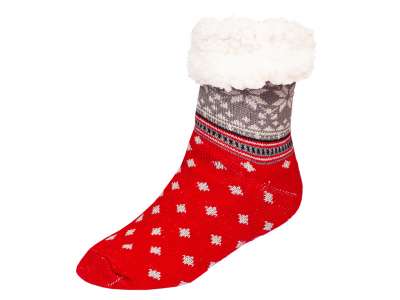 Téli zokni - szürke/piros - Méretet 35-42