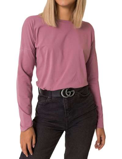 Rózsaszín női póló, hátán nyakkivágással