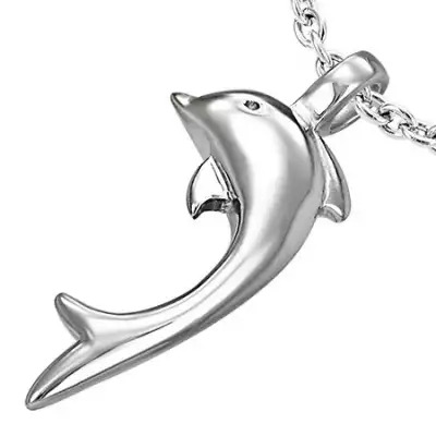 Medál 316L acélból ezüst színben, fényes delfin
