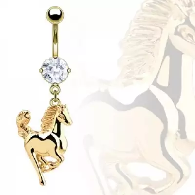 Köldök piercing - aranyló lovacska