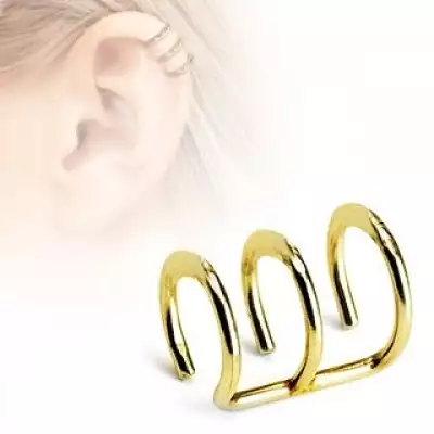 Hamis fülporc piercing - hármas arany karika