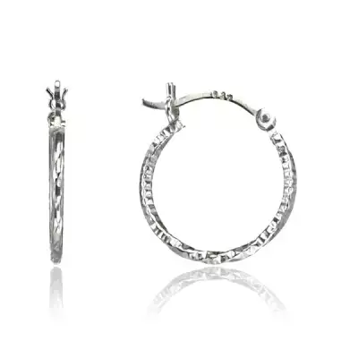 925 Silver hoops - twisted angular line, 20 mm