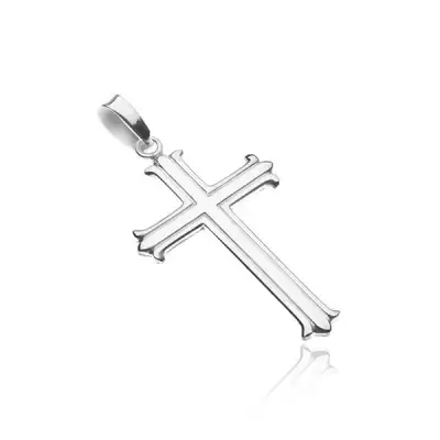 Ezüst medál - kereszt bevágásokkal és tulipános végekkel