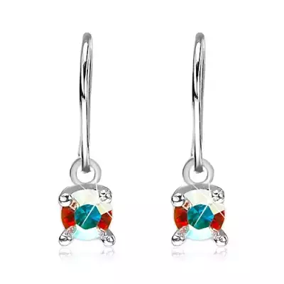 Akasztós ezüst fülbevaló - szivárványszínű kő pálcákkal