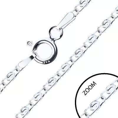 Ezüst nyaklánc - hajlított, S alakban összekapcsolt szemek, 2,1 mm