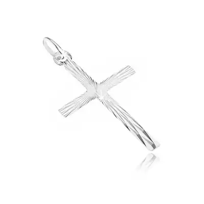 Medál 14K fehéraranyból- kereszt keskeny tükrös táblácskákkal