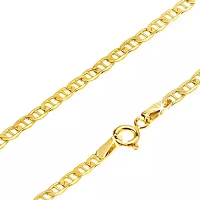 Arany nyaklánc - szélesebb ovális szemek vékony pálcikával elválasztva, 500 mm