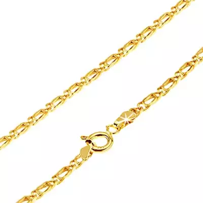 Nyaklánc 14K sárga aranyból - két hajlított egymást átfedő szem, 450 mm