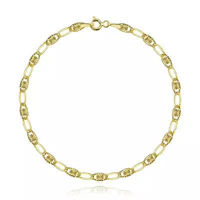 Karkötő 14K sárga aranyból - hosszabb vékony szemek, sugaras bevágások, 190 mm