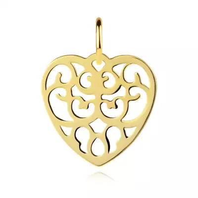 Medál 14K sárga aranyból - szabályos kivágott szív, minta