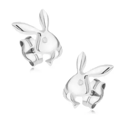 14K arany fülbevaló fényes nyuszi sima felülettel