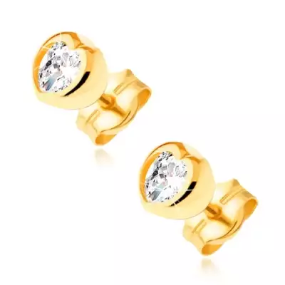 Arany fülbevaló 14K szív átlátszó cirkóniával