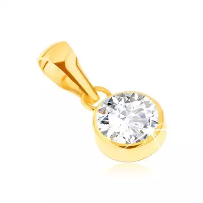 Arany medál 585 - fényes kerek foglalat, átlátszó csillogó kő