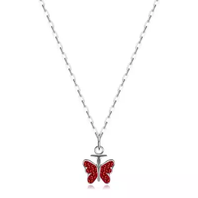 Nyaklánc - lánc és lepke alakú medál, 925 ezüst