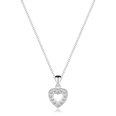 Nyakék 925 ezüstből, cirkóniás szívkörvonal és csillogó lánc