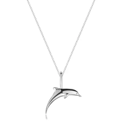 Nyakék - lánc apró szemekből és delfin medálból, 925 ezüst