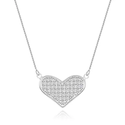Állítható nyakék 925 ezüstből, lánc, szélesedő szív, átlátszó cirkóniák