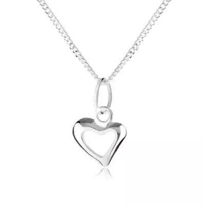 925 ezüst nyakék, aszimetrikus szív körvonalal, spirálos lánc