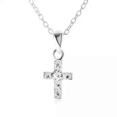 Nyakék - ovális szemekből álló lánc, kereszt csillagokkal, 925 ezüst