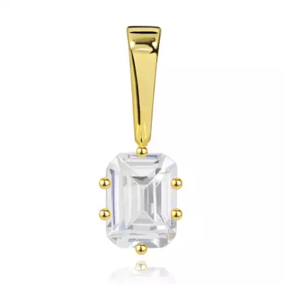 Medál sárga 9K aranyból - ragyogó csiszolt téglalap cirkónia