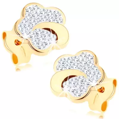 9 karátos arany fülbevaló virág átlátszó Swarovski kristályokkal