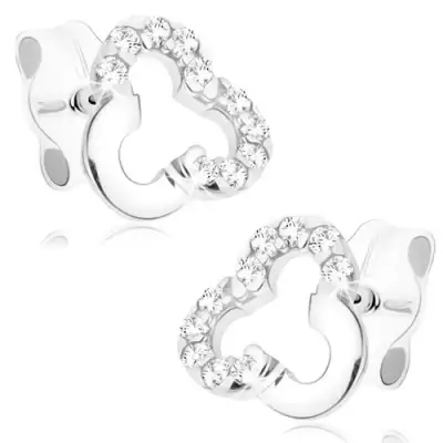 9K fehérarany lóhere fülbevaló átlátszó cirkóniákkal