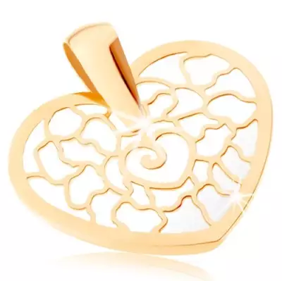 375 arany medál - szív körvonal mintával, gyöngyházfényű alap