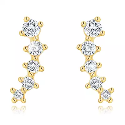 14 karátos arany fülbevaló átlátszó cirkóniákkal kirakott ívvel