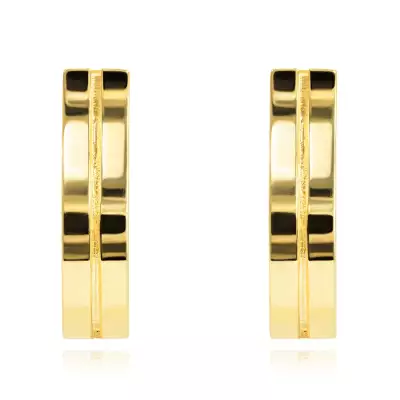 14 karátos arany fülbevaló dupla hullámmal és középvonallal