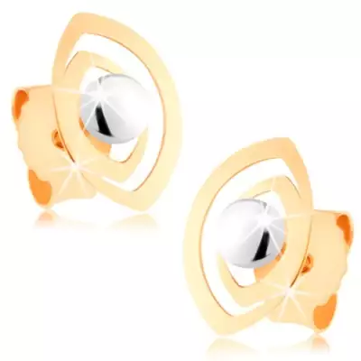 9 karátos arany fülbevaló dupla búzaszem körvonallal és gyönggyel