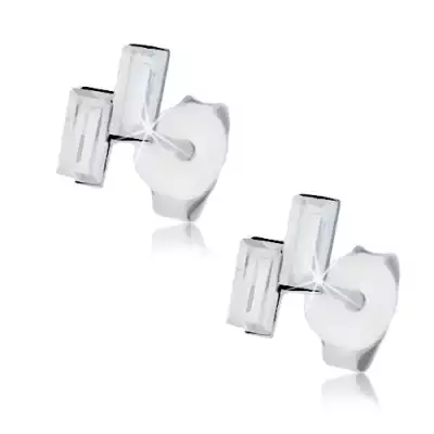925 ezüst fülbevaló, két téglalap Swarovski kristály átlátszó színben