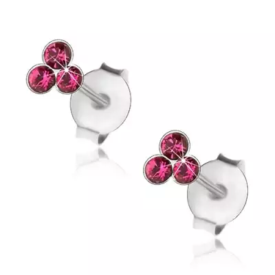 Fülbevaló 925 ezüstből, hármas fukszia Swarovski kristály