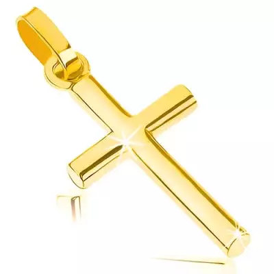 Medál 9K sárga aranyból - kis latin kereszt, sima és fényes felszín