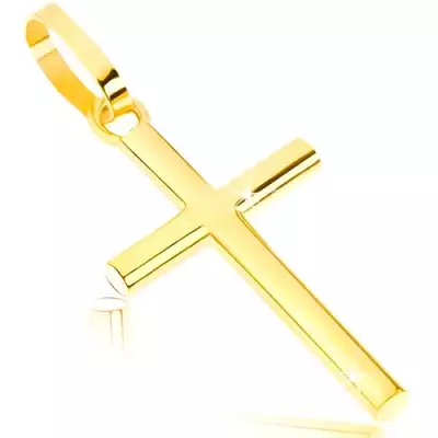 375 arany medál - fényes latin kereszt kerek keresztmetszetű szárakkal 